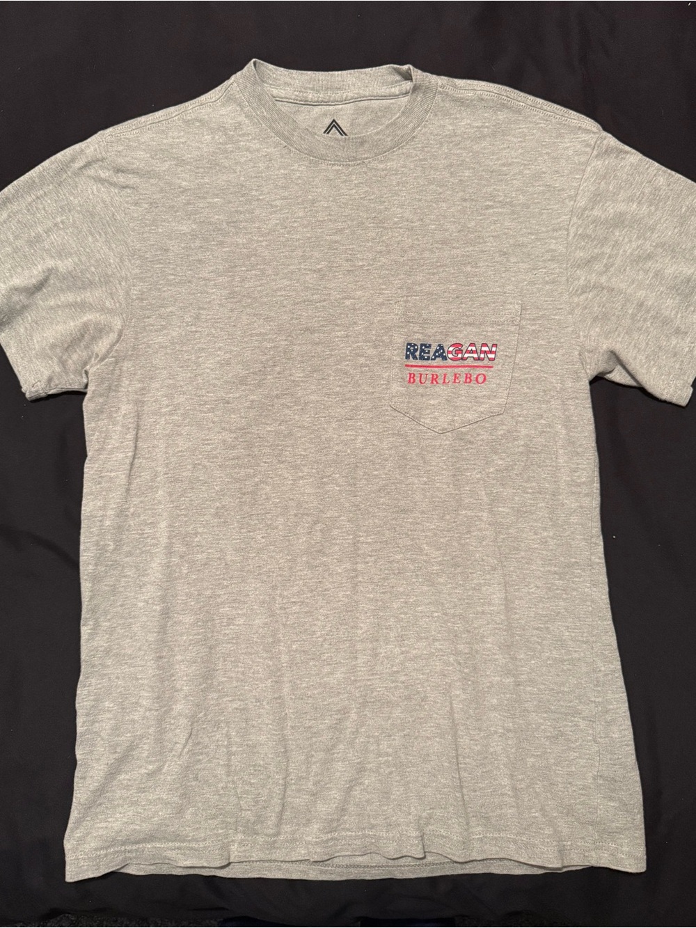 BURLEBO Heather Gray Pocket Tee with Red & Blue Accent